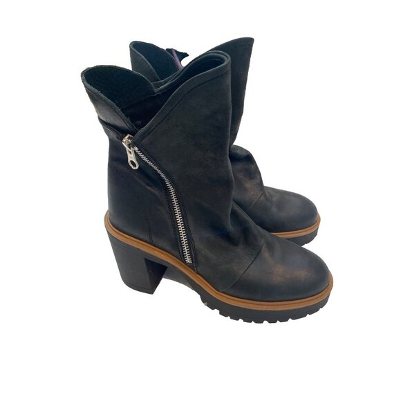 Free People Women's Jack Leather Slouch Ankle Zip Boot Black Size 38 US 7.5 8 - Picture 3 of 16